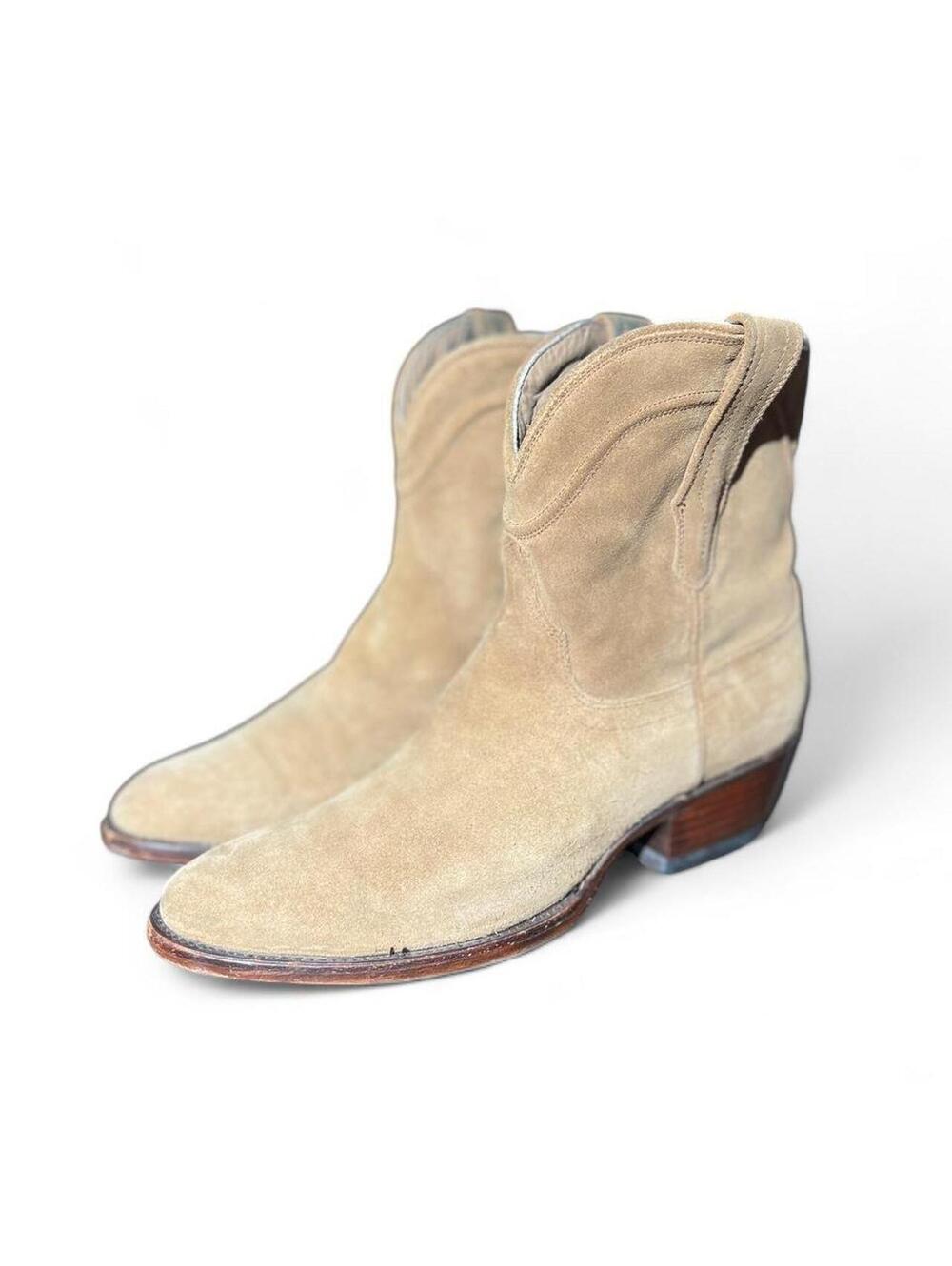 Tecovas The Lucy Calfskin Cowgirl Booties Sand Suede